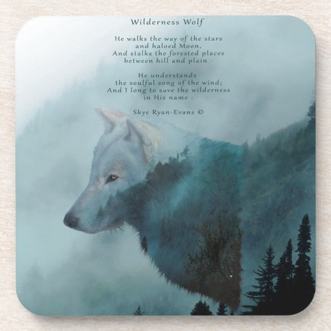 Wilderness Wolf & Eco Poem Coaster (Front)