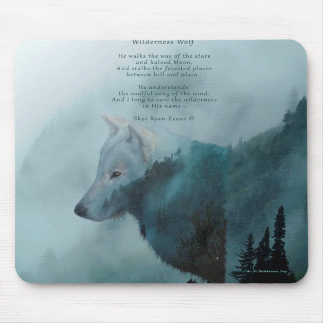 Wilderness Wolf & Eco Poem Mouse Mat (Front)