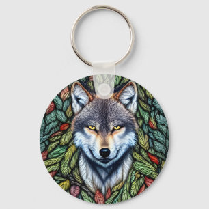 Wilderness Woodland Predator Wolf Key Ring