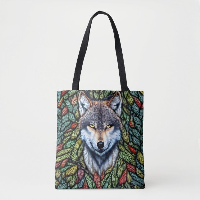 Wilderness Woodland Predator Wolf Tote Bag (Front)