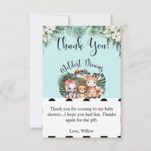Wildest Dreams Safari BabyShower Thank You Card