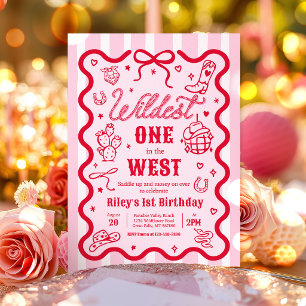 Wildest One In The West Cowgirl 1st Birthday Party Invitation