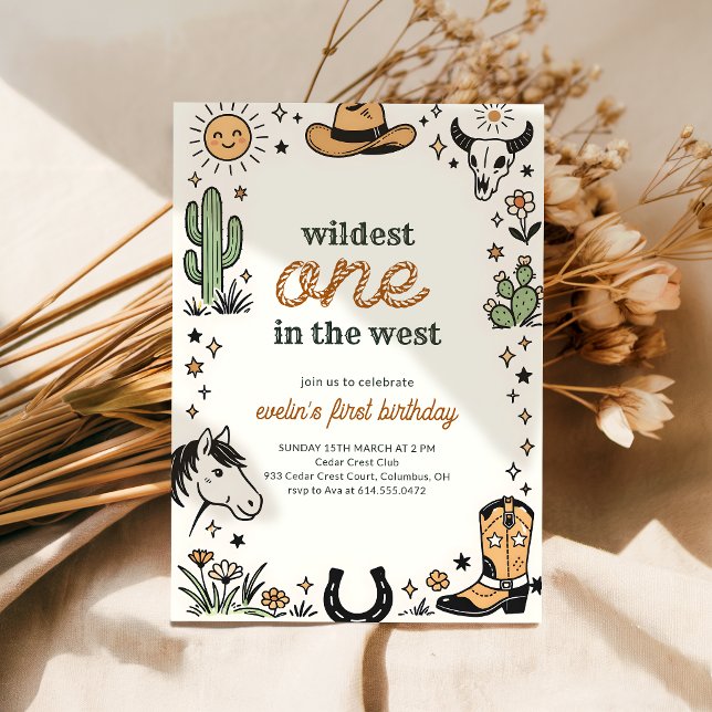 Wildest One Western Cowboy First Birthday Invitation (Creator Uploaded)