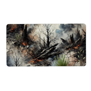 Wildfire Aftermath Abstract Address Label
