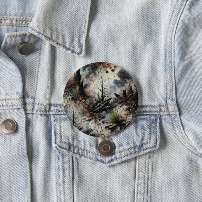 Wildfire Aftermath Abstract Art Button (In Situ)