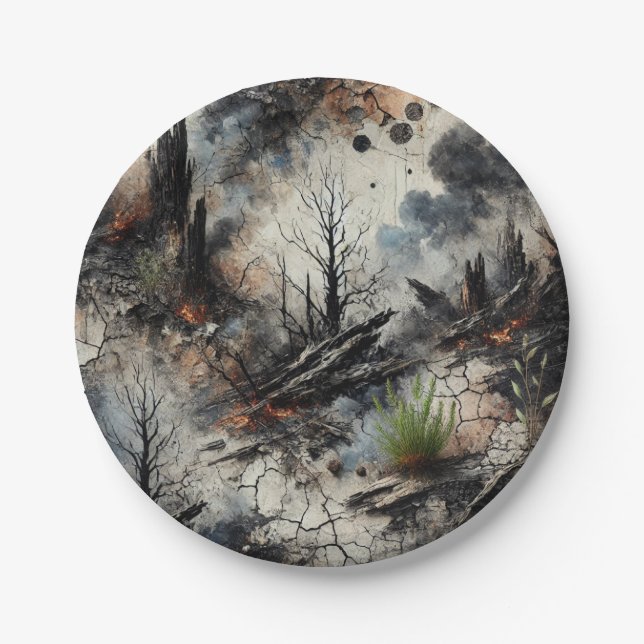 Wildfire Aftermath Artistic Paper Plate (Front)