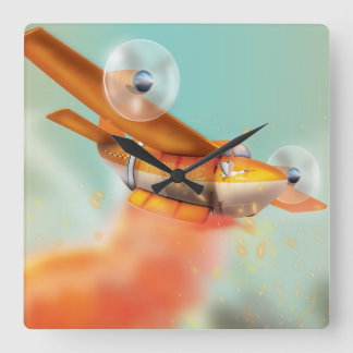 Wildfire fire-plane Aerial firefighting Square Wall Clock