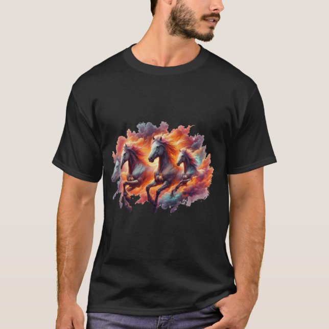 Wildfire Run, Galloping Horses, Horses T-Shirt (Front)