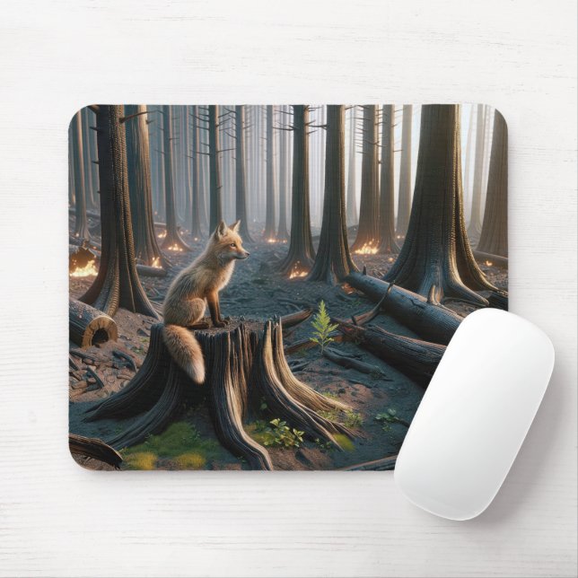 Wildfire Tree Stump With Fox Mouse Mat (With Mouse)