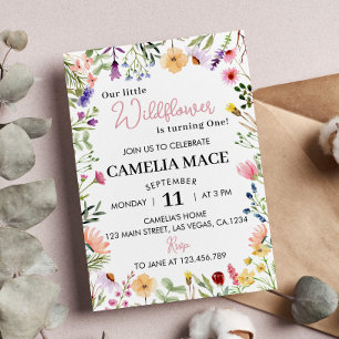 Wildflower 1st Birthday Invitation