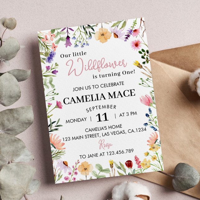 Wildflower 1st Birthday Invitation (Creator Uploaded)