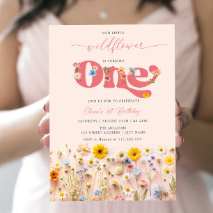 Wildflower 1st Birthday Modern Invitation