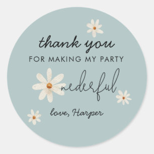 Wildflower 1st Birthday ONEderful favour Classic Round Sticker