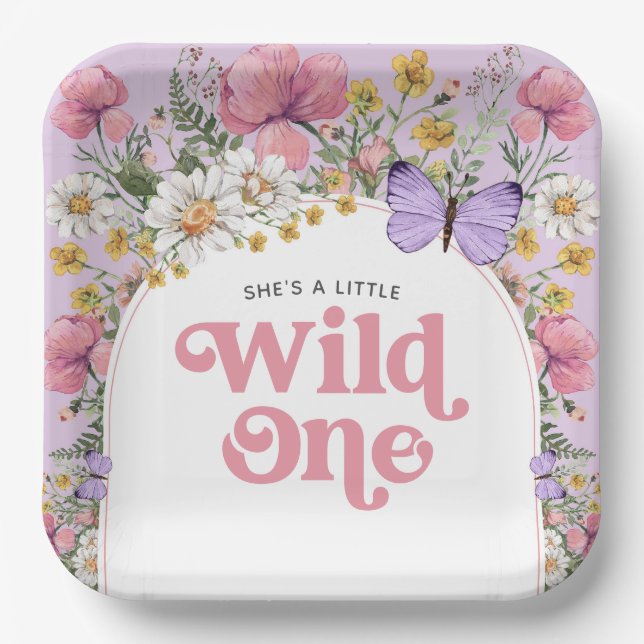 Wildflower 1st Birthday Paper Plate (Front)