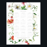 Wildflower 2024 Full Year Motivational Calendar Poster<br><div class="desc">This gorgeous and elegant botanical framed calendar features an elegant and contemporary set of fonts against a white background. The full 12 month calendar period is framed with a a composite of nature elements such as wildflowers and berries. The text 'May this year bring you joy, health and growth in...</div>