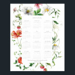 Wildflower 2024 Full Year Motivational Calendar Poster<br><div class="desc">This gorgeous and elegant botanical framed calendar features an elegant and contemporary set of fonts against a white background. The full 12 month calendar period is framed with a a composite of nature elements such as wildflowers and berries. The text 'May this year bring you joy, health and growth in...</div>