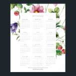 Wildflower 2024 Full Year Motivational Calendar Poster<br><div class="desc">This gorgeous and elegant botanical framed calendar features an elegant and contemporary set of fonts against a white background. The full 12 month calendar period is framed with a a composite of nature elements such as wildflowers and berries. The text 'May this year bring you joy, health and growth in...</div>