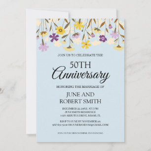 Wildflower 50th wedding anniversary invitation