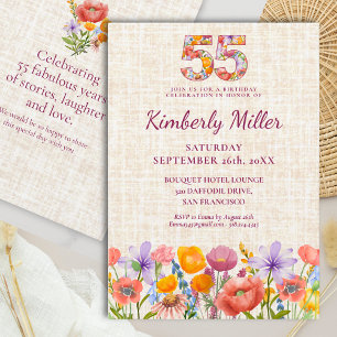 Wildflower 55th Birthday Party - Floral Flower Invitation