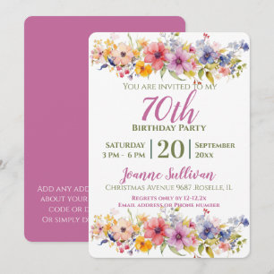 Wildflower 70th Birthday Invitation