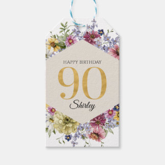 Wildflower 90th Birthday Personalized Gift Tags