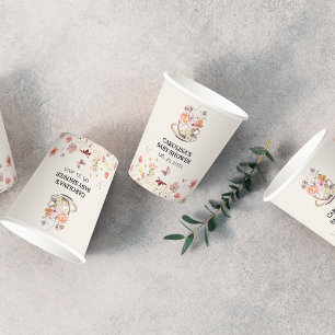 Wildflower a baby is brewing tea party baby shower paper cups