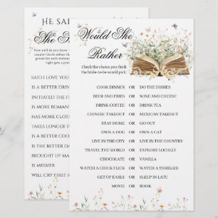 Wildflower A New Chapter Begin Bridal Shower Game