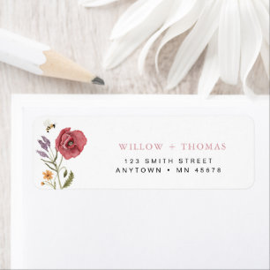 Wildflower Address Label Floral Pink Boho Flowers