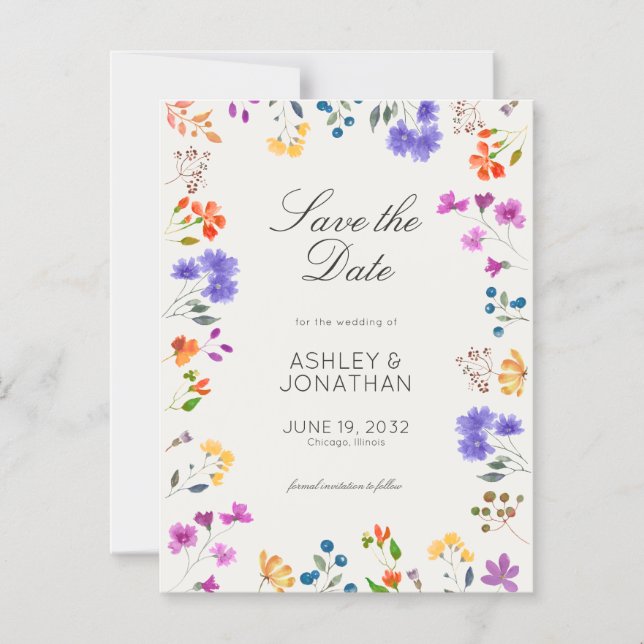 Wildflower Alabaster Wedding Save the Date Magnet (Front)