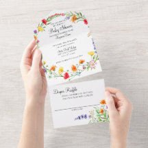 Wildflower All In One Baby Shower Invitation