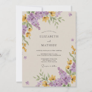 Wildflower Amethyst Mustard Wildflower Wedding Invitation