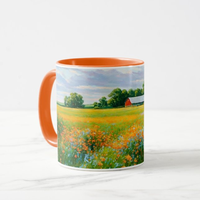 Wildflower and Barn Art Mug Cup (Front Left)
