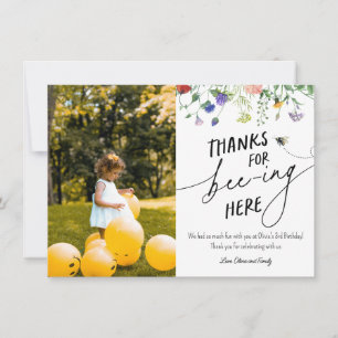 Wildflower and Bee Birthday Thank You Photo Card