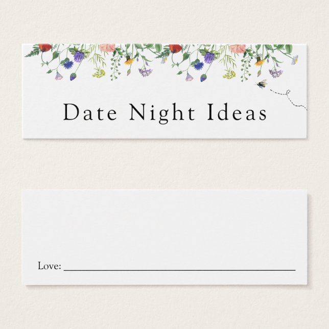 Wildflower and Bee Date Night Idea Card (Front & Back)