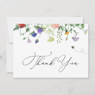Wildflower and Bee Thank You Note Card