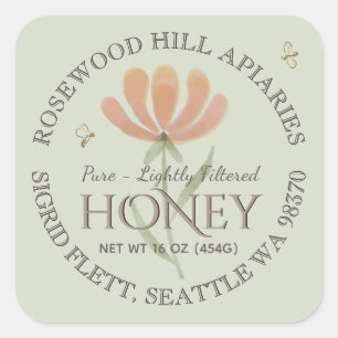 Wildflower and Bees Lightly Filtered Honey Sage Square Sticker