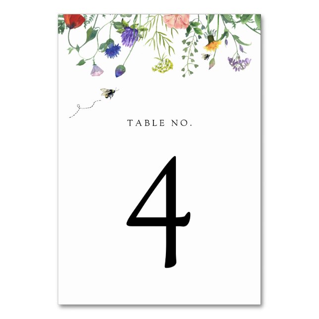 Wildflower and Bees Table Number (Front)