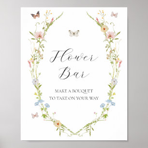 Wildflower and Butterflies Flower Bouquet Bar Sign