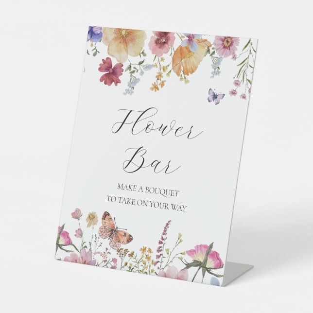Wildflower and Butterflies Flower Bouquet Bar Sign (Front)
