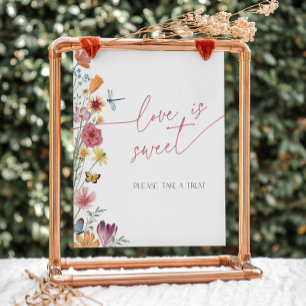Wildflower and Butterfly Love is Sweet Dessert Pedestal Sign