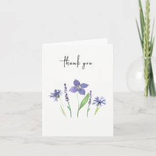 Wildflower and Lavender Watercolor Simple Thank You Card