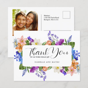 Wildflower and Photo Bridal Shower Thank You Postcard