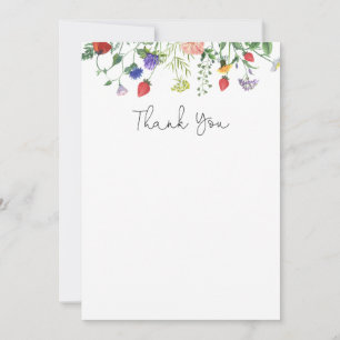 Wildflower and Strawberries Thank You Card