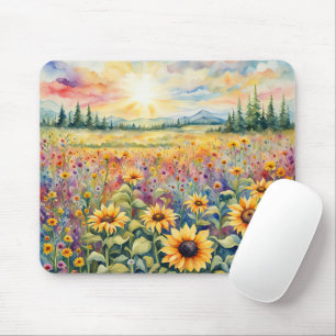 Wildflower and Sunflower Field Mouse Mat