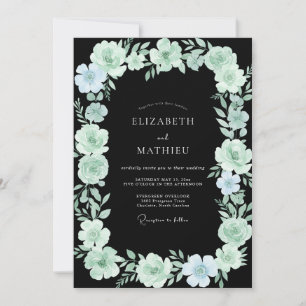 Wildflower Aqua Painted Foliage Wedding Invitation