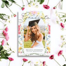 Wildflower Arch Photo Graduation Announcement