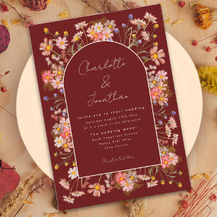 Wildflower Arch Terracotta Fall Wedding Invitation