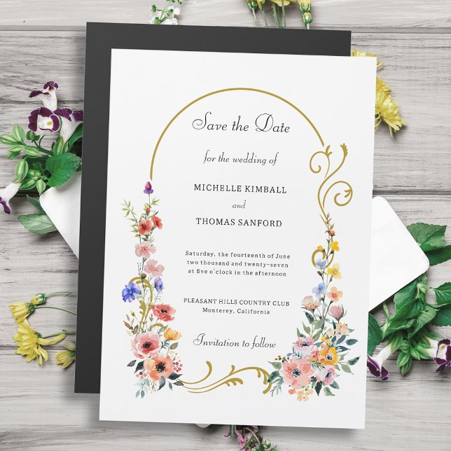 Wildflower Arch Wedding Save the Date Magnetic Invitation (Creator Uploaded)