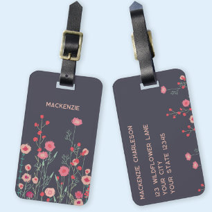 Wildflower Art Personalised Name  Luggage Tag