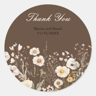 Wildflower Autumn Fall Floral Wedding Classic Round Sticker